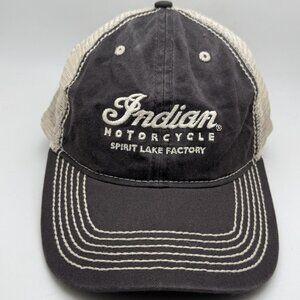 Indian Motorcycle Spirit Lake Factory Trucker Hat Baseball Cap Charcoal Beige